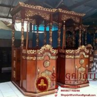 Mimbar Masjid Kubah Model Pintu Samping Murah Ukiran Kaligrafi