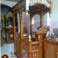 Mimbar Masjid Kubah Model Pintu Samping Murah Ukiran Kaligrafi