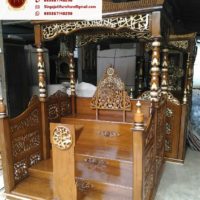 Jual Satu Set Mimbar Masjid dan Jam Hias Ukir Untuk Masjid