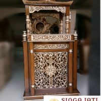 Mimbar Masjid Harga Murah Ukiran Kaligrafi Arab Kayu Jati
