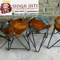 Jual Meja Kafe Resin Minimalis Kayu Jati Kaki Besi