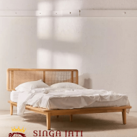 Tempat Tidur Jati Sandaran Rotan Minimalis Modern, Mewah dan Elegan