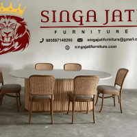 Jual Meja Makan Marmer Oval 6 Kursi Mewah